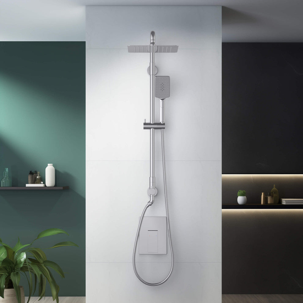 Cube 2-Function Shower Column, Rough, Valve, Chrome