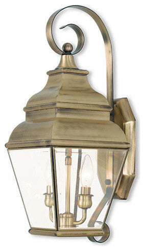 Exeter Outdoor Wall Lantern, Antique Brass