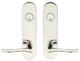 Waterfall Lever, Tubular Entry Double Cylinder, Polished Stainless Steel