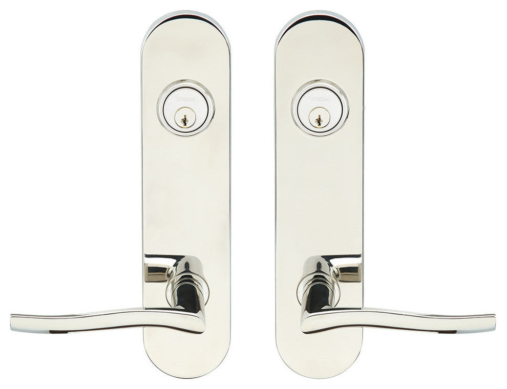 Waterfall Lever, Tubular Entry Double Cylinder, Polished Stainless Steel