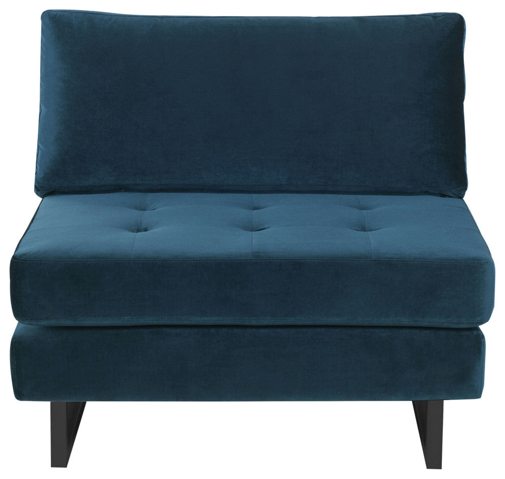 Janis Midnight Blue Fabric Armless Sofa Seat, HGSC542