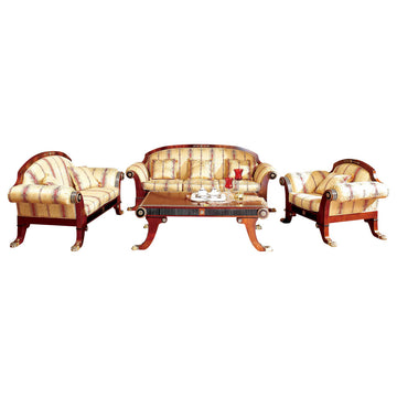 Infinity 5-Piece Walnut Living Room Set with Beige Upholstery