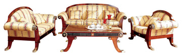 Infinity 5-Piece Walnut Living Room Set with Beige Upholstery