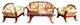 Infinity 5-Piece Walnut Living Room Set with Beige Upholstery