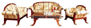 Infinity 5-Piece Walnut Living Room Set with Beige Upholstery