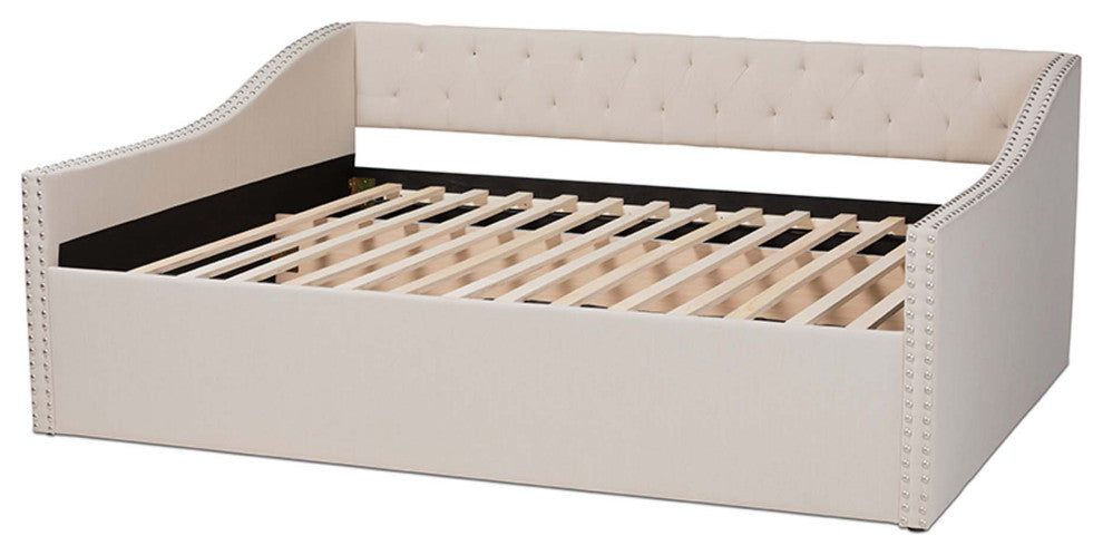 Elianna Fabric Upholstered Daybed, Beige, Queen
