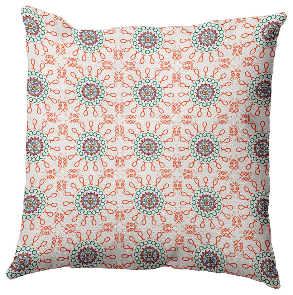 18" x 18" Sun Tile Decorative Indoor Pillow, Bright Orange