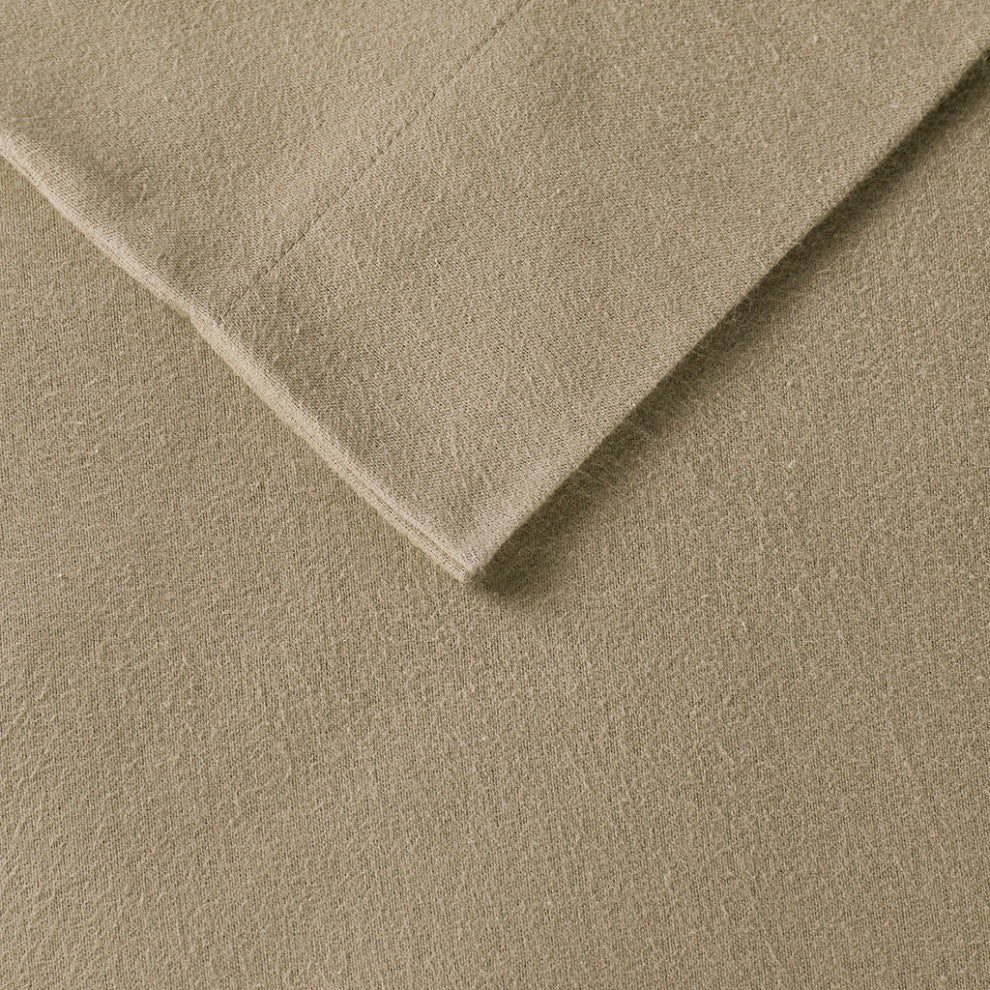 True North by Sleep Philosophy Cozy Flannel Sheet Set, Tan Solid