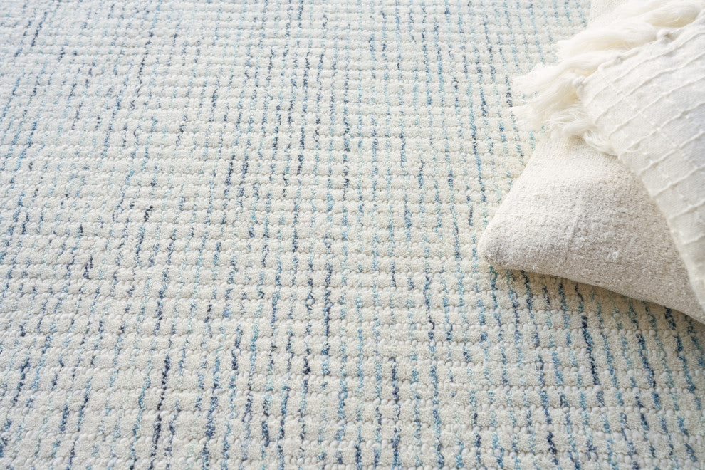 Key West Handmade Hand-Tufted Wool Blue/Ivory Area Rug, 10'x14'