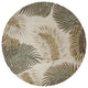 8' Natural Beige Hand Tufted Tropical Leaves Round Indoor Area Rug