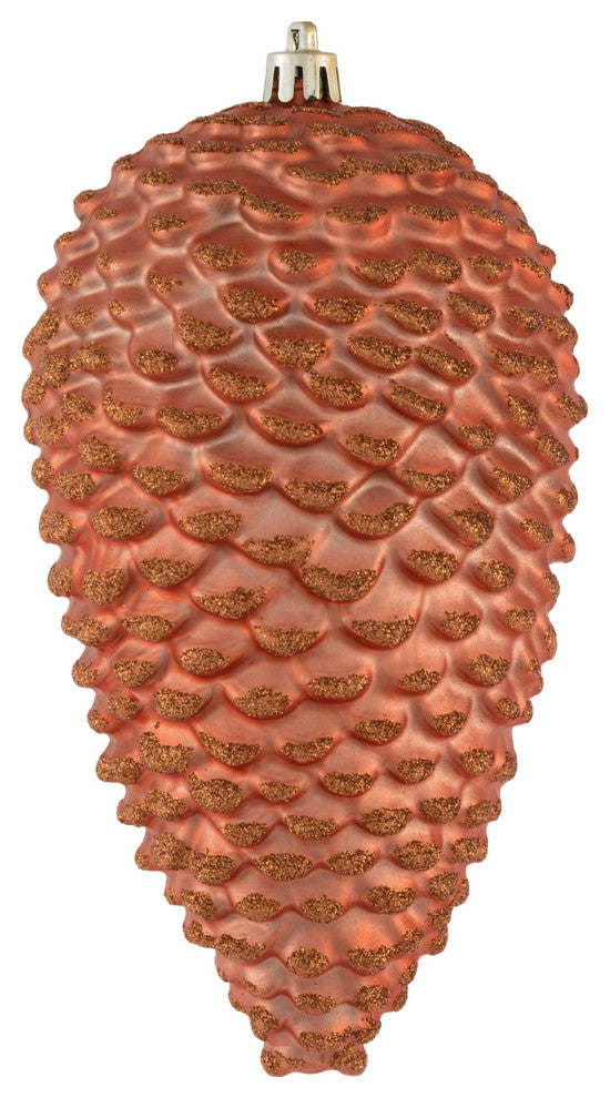 Vickerman N187271D 7" Coral Matte Glitter Pinecone Christmas Ornament