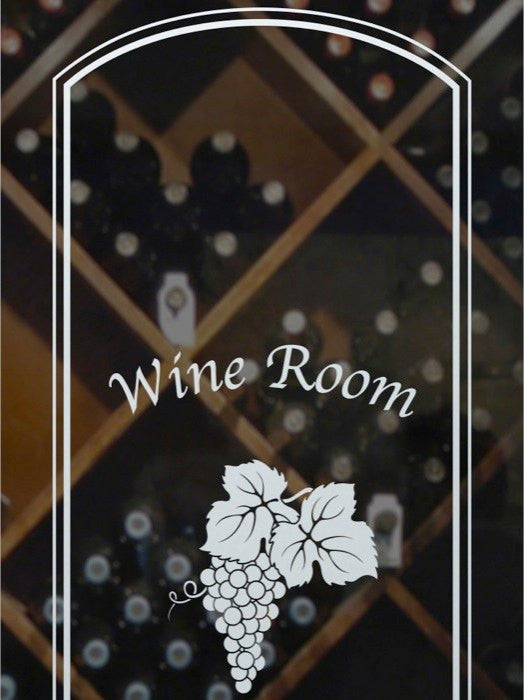 Wine Door - Grape Cluster Arched Border with Text - Alder Clear - 30" x 96"...