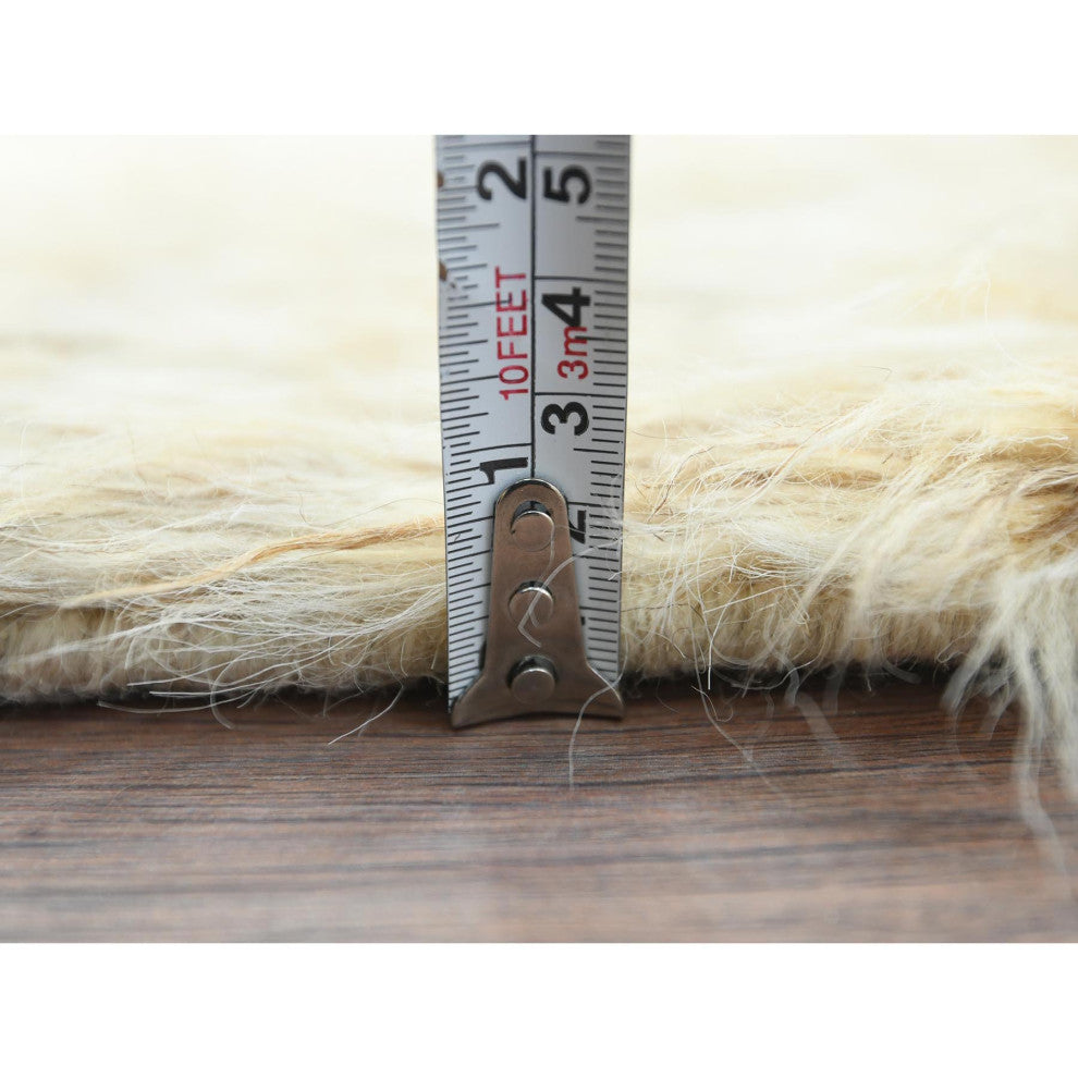 Beige Undyed Natural Wool Hand Knotted Shaggy Moroccan Runner Rug, 2'6"x10'0"