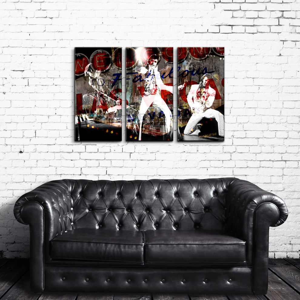 Iconic Elvis in Vegas  Acrylic Wall Art, 3-Piece Set