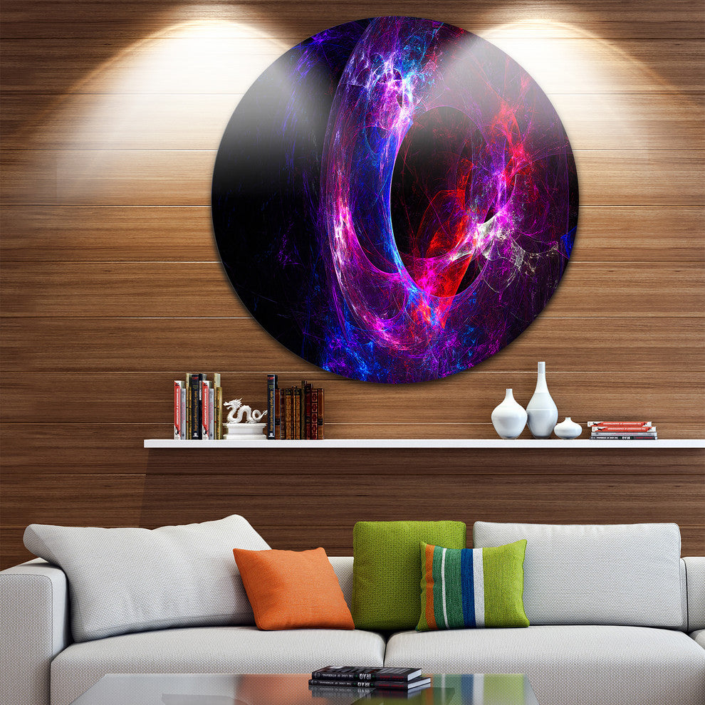 Far Spherical Galaxy Purple, Abstract Digital Art Round Wall Art, 23"