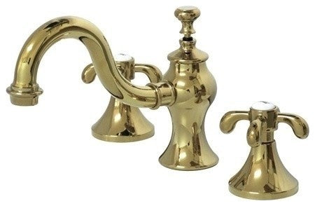 Kingston Brass Widespread Bathroom Faucet With Brass Pop-Up, Polished Brass