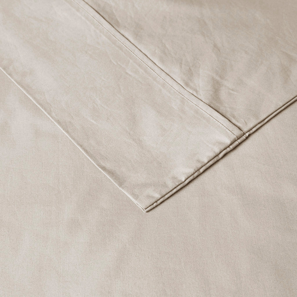 Madison Park Peached Percale Cotton Peached Percale Sheet Set, Ivory