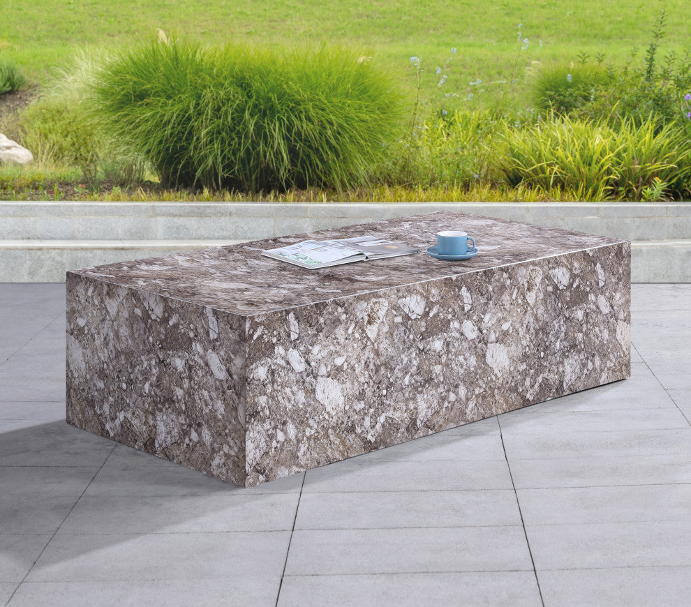 Piazza Finished Concrete Indoor/Outdoor Coffee Table, Brown