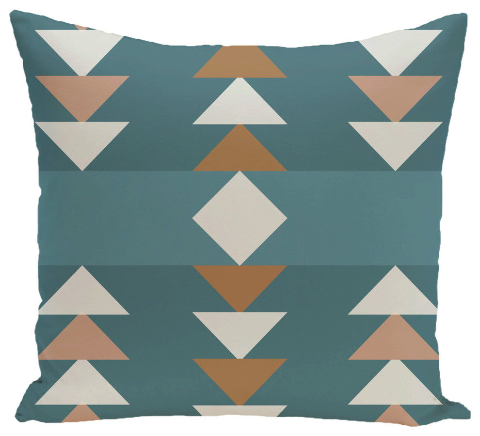 Sagebrush Geometric Print Pillow, Aqua, 16"x16"