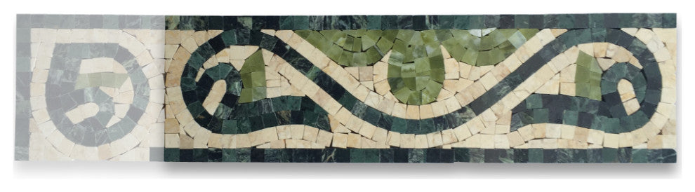 Marble Mosaic Border Listello Insert Tile Carina Green 4x13.8 Polished, 1 piece