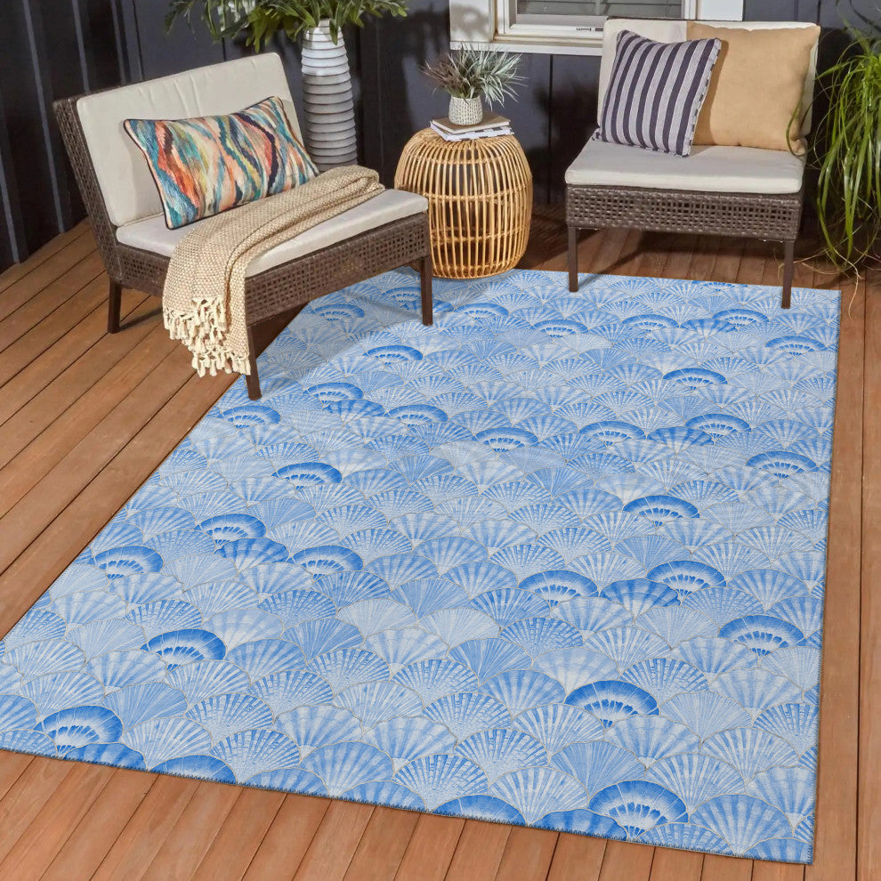 Indoor/Outdoor Seabreeze SZ2 Navy Machine Washable 3' x 5' Rug
