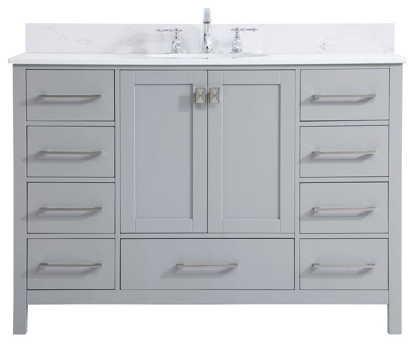 Iris 48" Single Bathroom Vanity, Gray With Backsplash