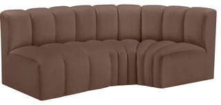 Arc Vegan Leather Upholstered 3-Pc. L-Shaped Modular Sectional, Brown