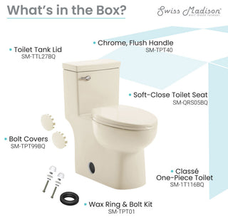 Classe One Piece Toilet with Front Flush Handle 1.28gpf, Bisque