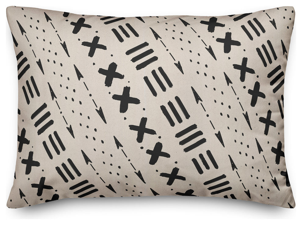 Beige Tribal Pattern 14x20 Outdoor Throw Pillow