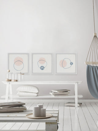 Three Orbiting Circles Triptych, 54"x18"