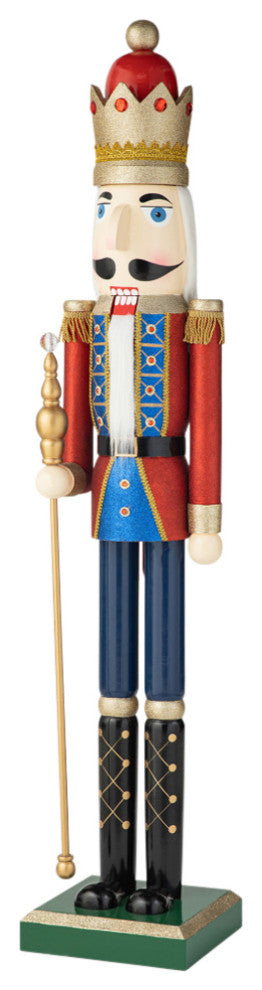 54"H Wooden Christmas Glitter King Nutcracker