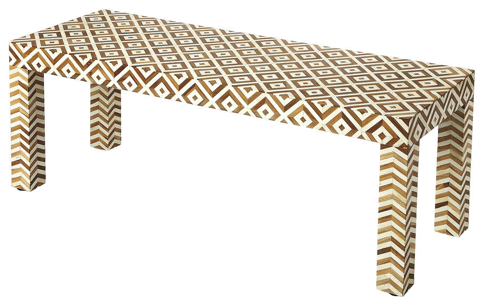 Bone Inlay Bench, Light Brown
