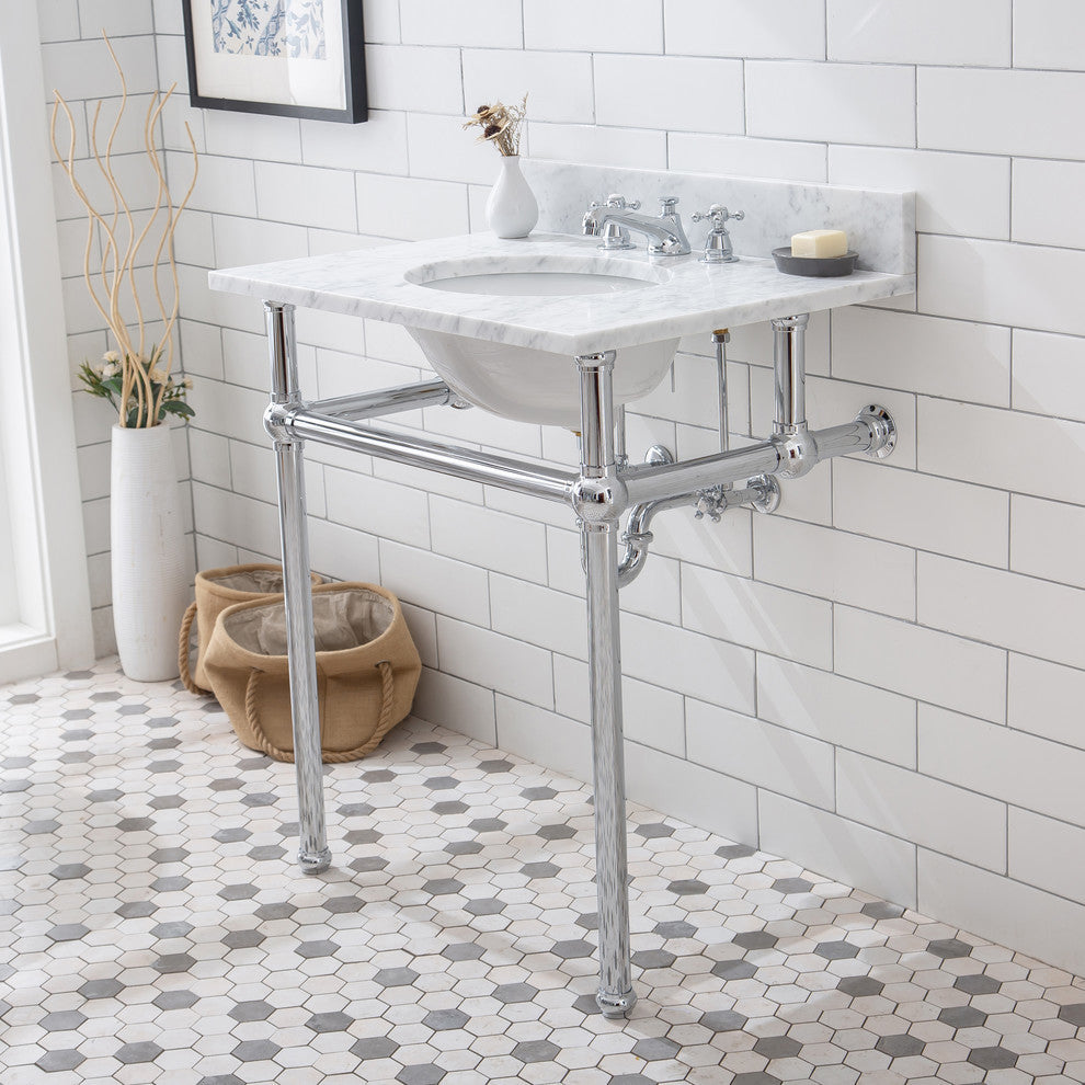 Embassy 30" Wash Stand Set, Silver, Chrome F2-0009 Faucet