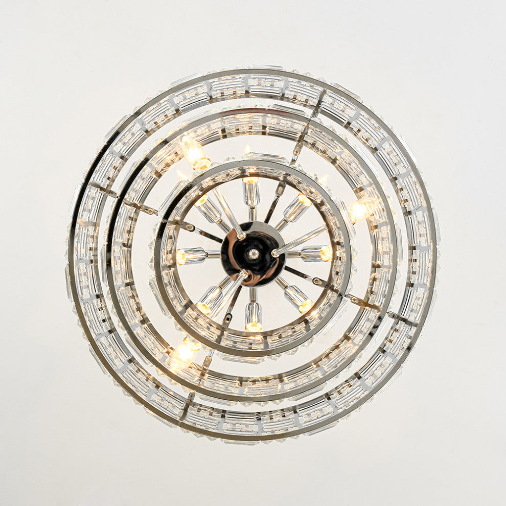 Luxury 11-Light Round Layered Chandelier With Crystal