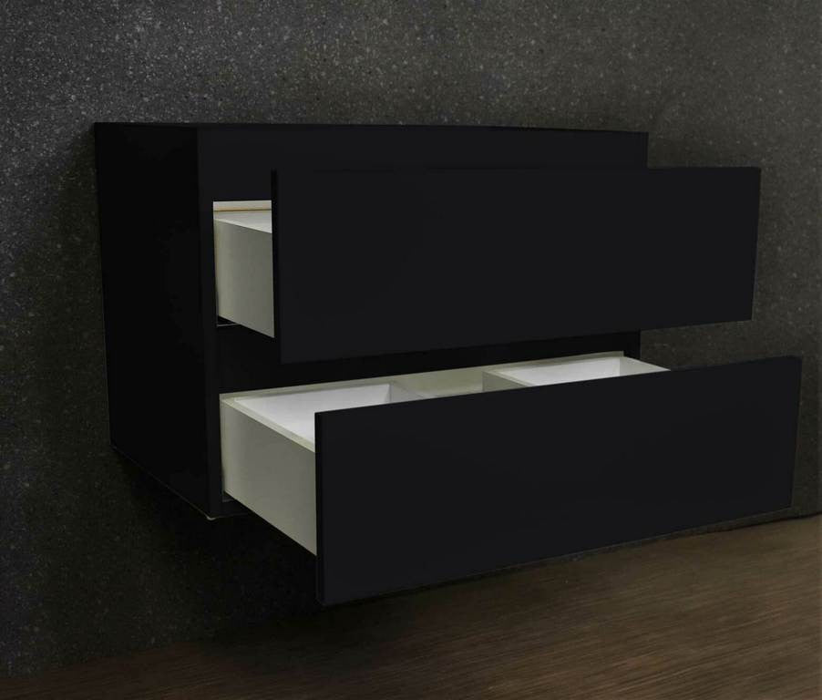 Salt 18Dx24" Floating Bathroom Vanity, Glossy Black, Cabinet Only