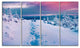 Beautiful Sunrise over Winter Mountains, Landscape Canvas Art, 48"x28", 4 Panels