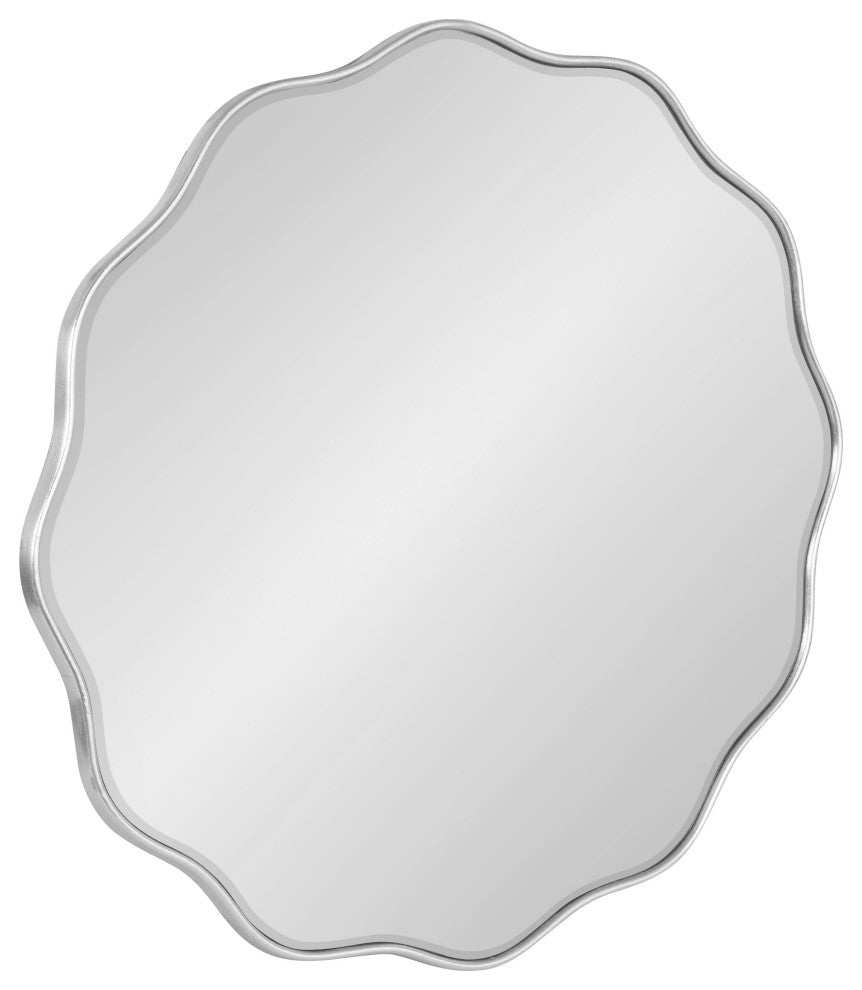 Viona Round Scalloped Mirror, Silver 26" Diameter