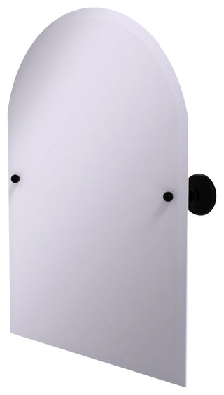 Frameless Arched Top Beveled Edge Tilt Mirror, Matte Black