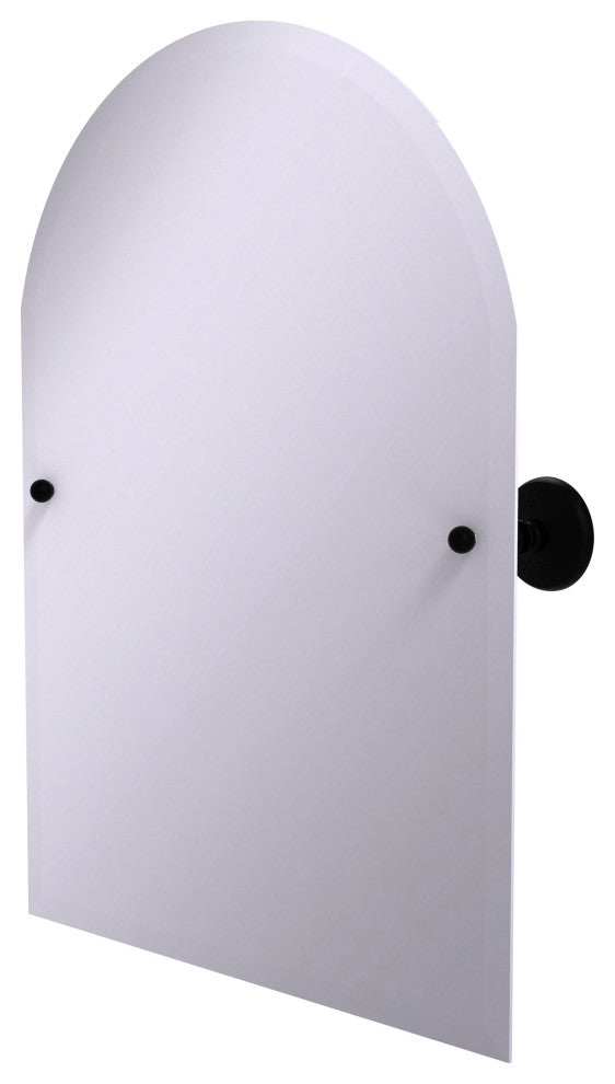 Frameless Arched Top Beveled Edge Tilt Mirror, Matte Black