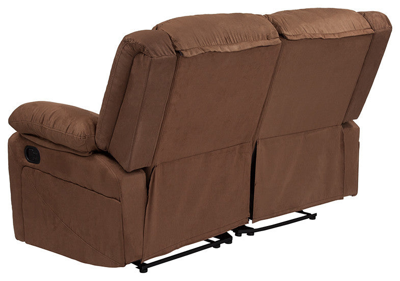 Harmony Series Loveseat with Two Built-In Recliners, Chocolate Brown Microfiber