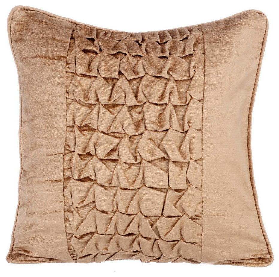Beige Decorative Pillow Covers 14"x14" Velvet, Knotty Pearl Beige