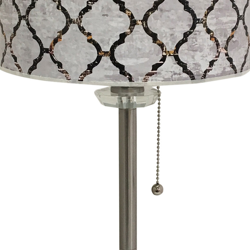 28" Crystal Lamp With Moroccan Tile Textured Shade, Brushed Nickel, Single