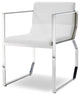 Dining Armchair White Faux Leather Polished Stainless Steel Frame