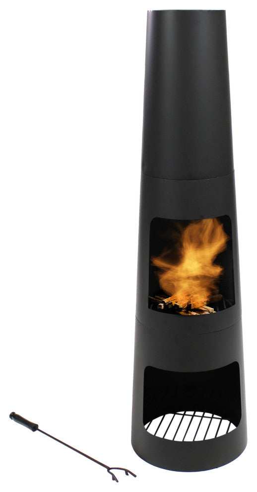 Sunnydaze 49" Chiminea Wood-Burning Fire Pit Steel With Built-In Log Storage