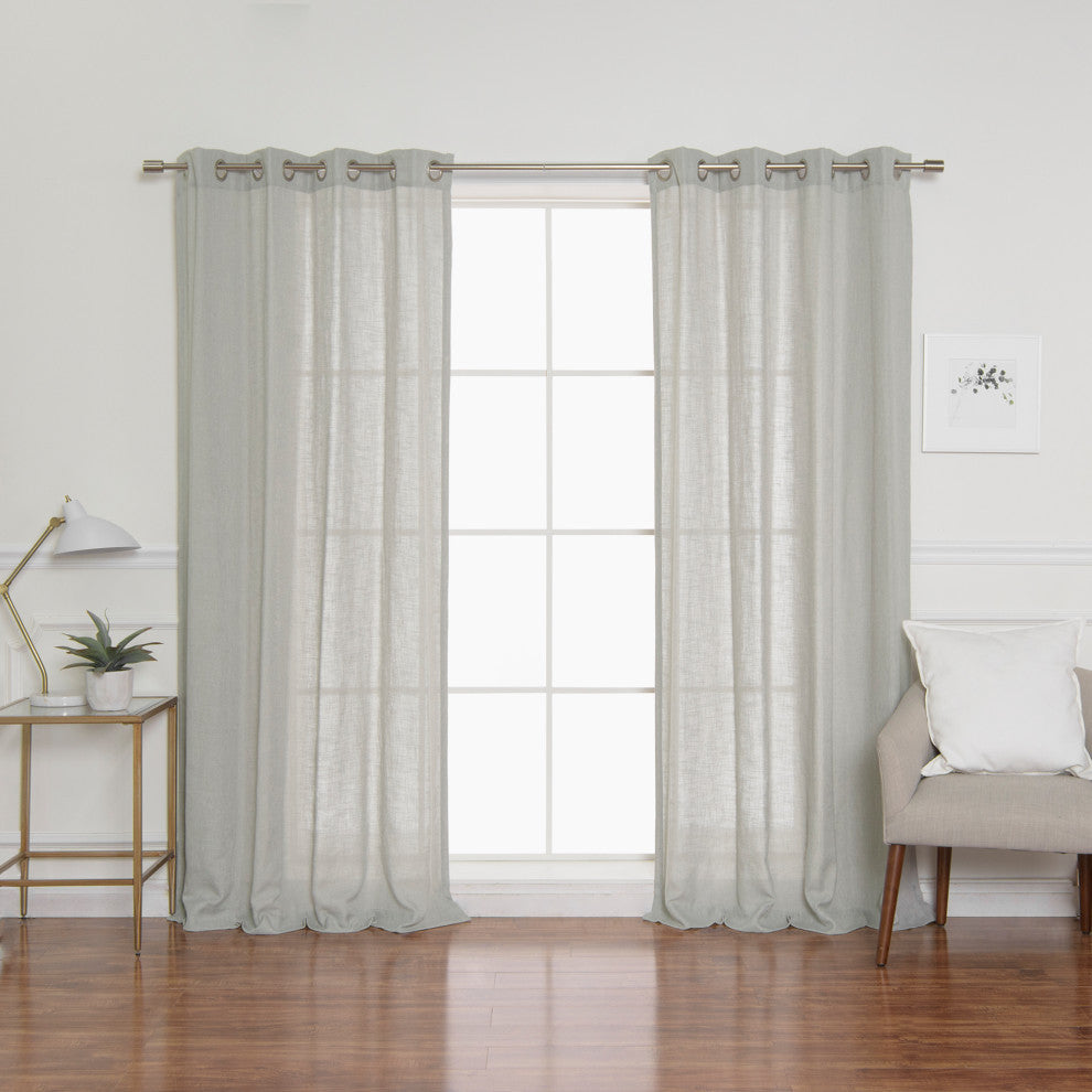 Faux Linen Blend Curtain Panel, Set of 2, Gray, 52"w X 96"l
