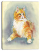 Hand Drawn Watercolor Cat, Animal Canvas Wall Art, 12"x20"