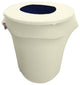 LA Linen Stretch Spandex Trash Can Cover, 32 gal. Round, Ivory