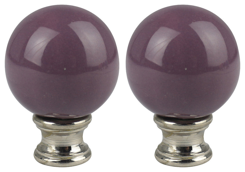 Ceramic Ball Lamp Finial, 2" Tall, Purple, Set of 2