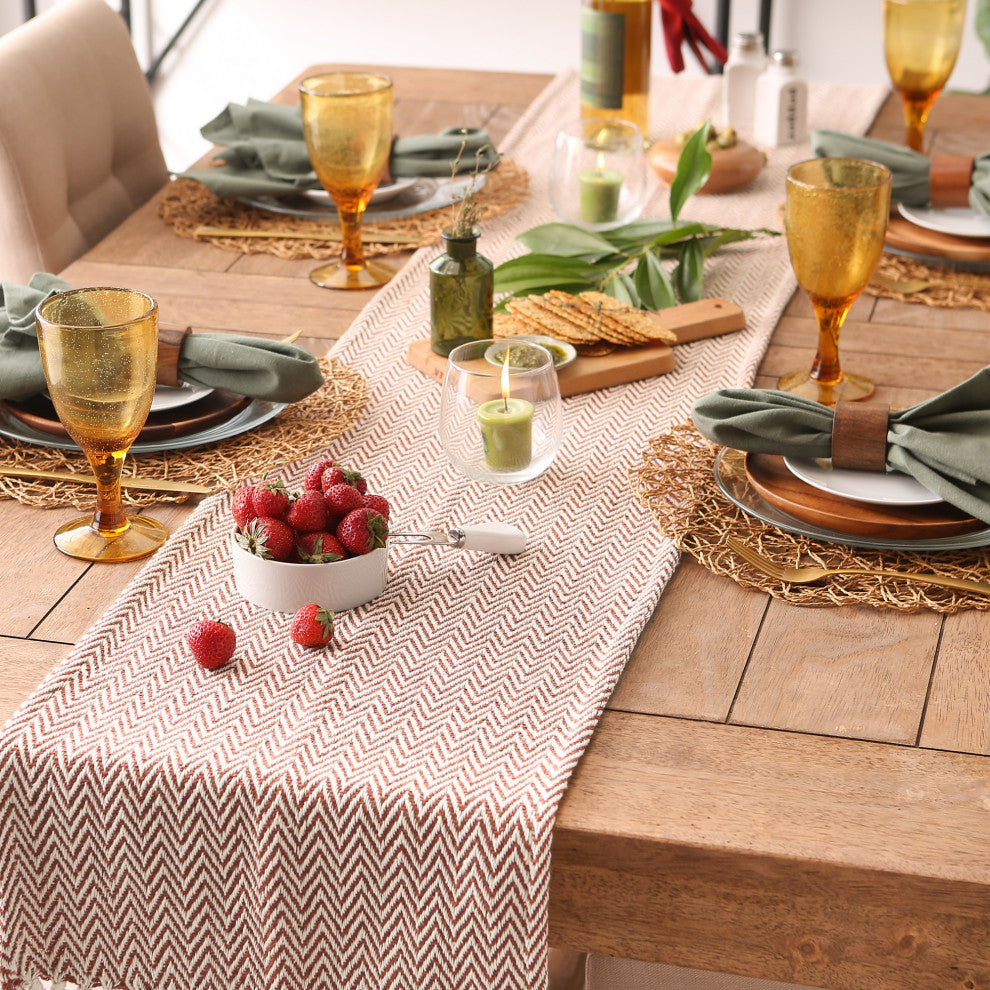 Cinnamon Chevron Handloom Table Runner 15x72