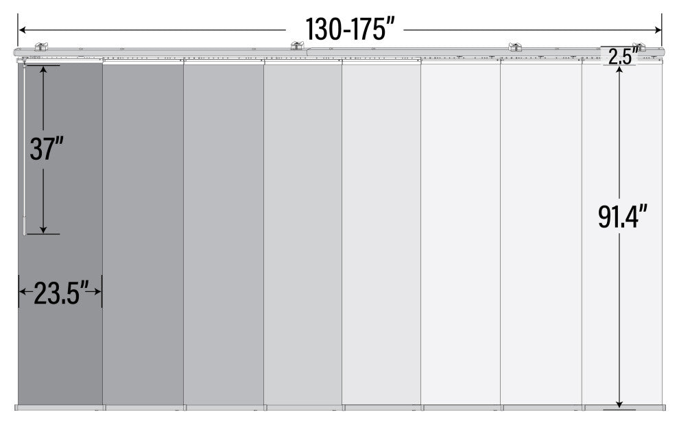 Amour 8-Panel Track Extendable Vertical Blinds 130-175"W